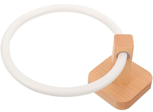 LALAFINA Wooden Towel Holder Hand Towel Ring Wall-Mounted Lightweight Classic Style Beige Bathroom Hanger for Washcloth and Dish Cloth