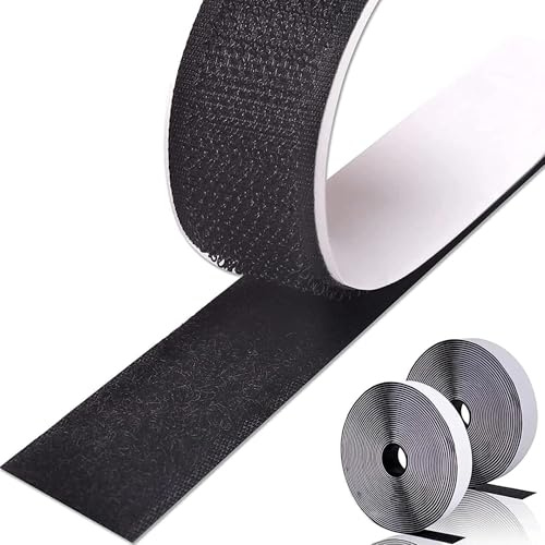 MARARDI Nastro Adesivo Nero Doppia Faccia Forte [10 Metri x 25mm] Ganci e Asole | Strisce Autoadesive Tagliabili Resistenti per Fissaggio Casa Ufficio | Sistema Riutilizzabile Durevole Sostitutivo