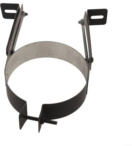 Black Stainless Steel Adjustable Wall Mount Chimney Pipe Bracket, 6 Inch / 150mm Stove Flue Pipe Fixing Support Holder Clip(12.5cm/4.92in)