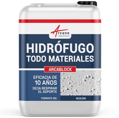 Imperméabilisant Hydrofuge Toiture, Façade 20 L (jusqu'à 100 m²) | Traitement Hydrofuge Invisible, Imperméabilise Toitures, Façades, Béton, Pierre et Supports Poreux - Arcane Industries
