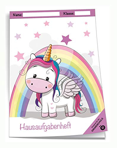 Trötsch Verlag 201943N - Hausaufgabenheft DIN A5 für die Grundschule, Einhorn, 96 Seiten, mit extra starkem Klarsichtumschlag