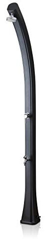 Gre SSR25 - Ducha Solar Exterior para Piscinas. Ducha para Jardín en Resina Negra Curva con Lavapiés, con Capacidad de 25 litros.