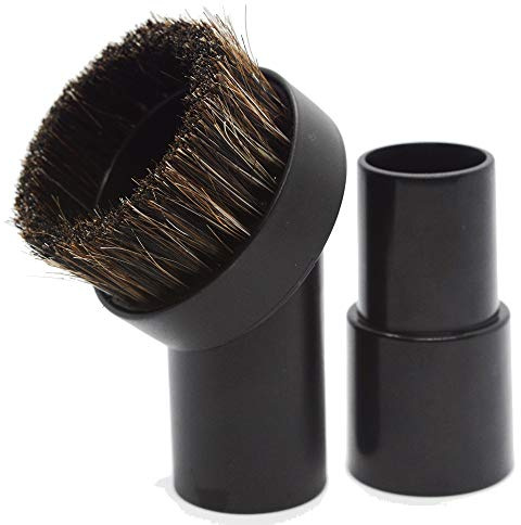 25MM Horse Hair Round Dust Brush 1.24 Cleaner Vacuum Attachment Brush Soft Bristles Replacement with 1-1/4 to 1-3/8 Hose Adapter