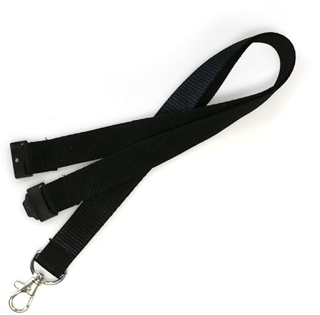 Black Thick Lanyards for ID Badges with Safety Breakaways, 100 Pack