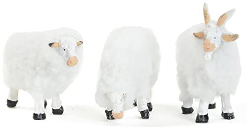 Riffelmacher Schafe mit Wolle 7cm (3 Stück) 78487 | Weiß - Zubehör Weihnachtskrippe Modelleisenbahn Tiere Weihnachten
