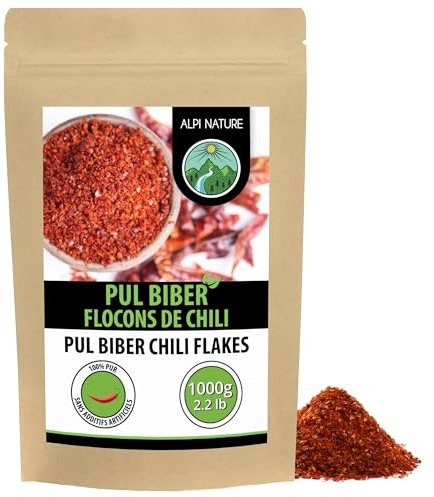 Alpi Nature Pul Biber 1kg, Hojuelas de Guindilla, Hojuelas de Chile Pul Biber, Chiles Triturados