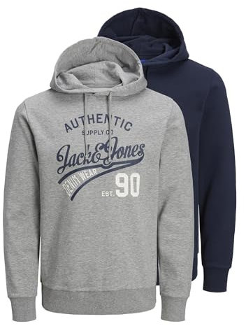 JACK & JONES Herr JJETHAN Sweat Hood 2PK MP NOOS huvtröja, Navy Blazer/pack: Navy Blazer LGM, M, Navy Blazer/pack: navy blazer + lgm, M
