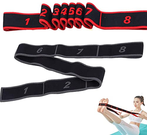 2 Pièces Bande Élastique Yoga, Étirement des Bandes de Résistance, Sangle d'exercice Élastique, Bandes d'exercice Latines avec 8 Anneaux, Bandes Boucle d'exercice
