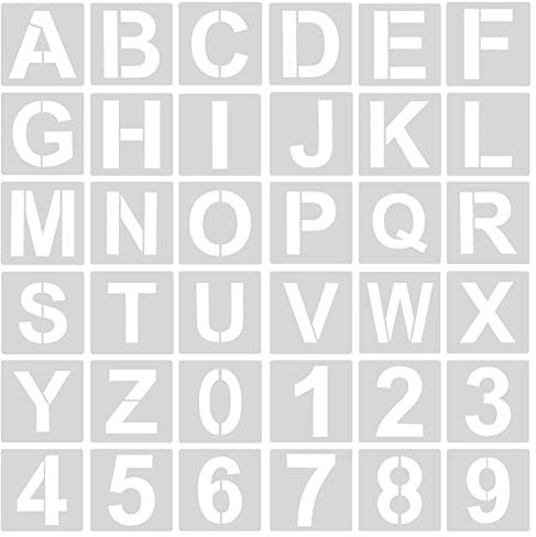 AIEX 36 Stück Schablonen Buchstaben und Zahlen, 5 cm, wiederverwendbar, Alphabet, Nummern, Modelle aus Kunststoff, Buchstaben, Alphabet, für Holzschild, Kuchen, Malerei, Dekoration