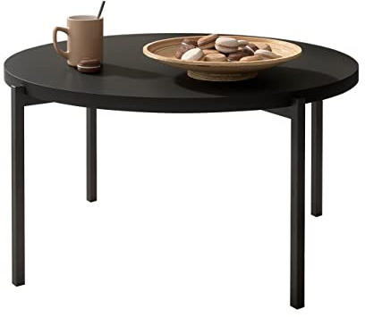 Mirjan24 Couchtische Bosir A01, Beine aus Metall, Runde Form Wohnzimmertische, Beistelltisch, Kaffeetisch, Sofatisch, Teetisch (Schwarz + Schwarz Matt)