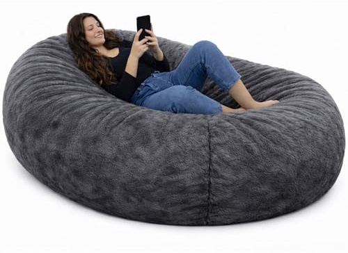 bananair Sitzsack XXL mit Füllung für Kinder und Erwachsene, 160 x 90 x 60 cm - Weich und Bequem - Maschinenwaschbarer Bezug - Sitzsack Sofa (Grau)