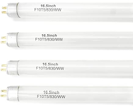 Konideke 16 Inches F10T5 Replacement Bulb Compatible Jasco T5 10 Watt Warm White 3000K F10T5/830 Fluorescent Tube for Counter and Cabinet Fixture 4 Count
