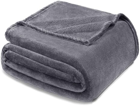 Exclusivo Mezcla Kuscheldecke Fleecedecke 150 x 200 cm Decke Sofadecke | für Bett und Couch, Superweich, Warm, Wohndecke, Bettüberwurf, Ganzjahreszeit, Plüsch, Leicht, Dunkelgrau