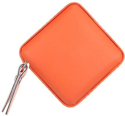 sourcing map Metro a nastro retrattile quadrato, 150 cm, custodia in morbida pelle, misura tascabile per corpo, tessuto, misure di cucito, arancione