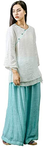 Vier-Jahreszeiten-Tai-Chi-Uniform-Set, Kampfsportanzug für Damen, Tai-Chi-Kleidung, Zen-Meditationsuniform, Kung-Fu-Kleidung aus Seide und Baumwolle, Zen-Meditations-Yoga-Anzug (Farbe: Weiß + Blau,