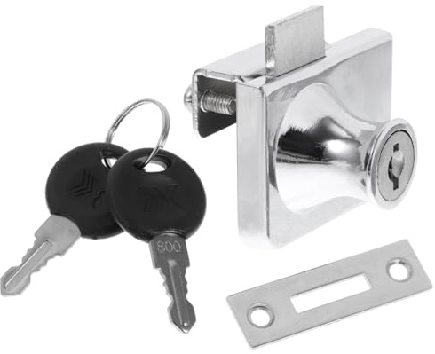 Tofficu Glass Cabinet Lock with Key Sliding Door Lock Anti-Theft Showcase for Display Case Security Easy Install 1 Pack