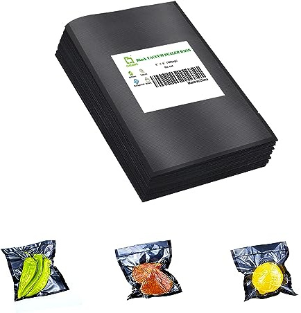 CANLENPK - Sacchetti sigillanti per sottovuoto, 10 x 15 cm, con retro nero e parte anteriore trasparente, sacchetti sigillabili resistenti per alimenti, snack, frutta, noci, bollire il vapore e il