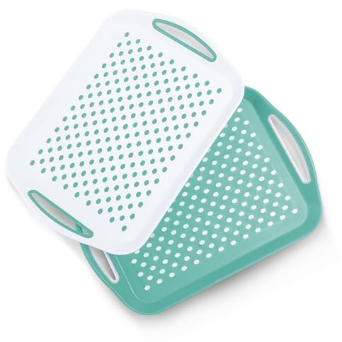 Essen Lot de 2 Plateaux de Service – Planches antidérapantes avec poignées antidérapantes, idéales pour la préparation des Aliments, Le thé, Le Petit déjeuner au lit – Plateau en Plastique pour Une