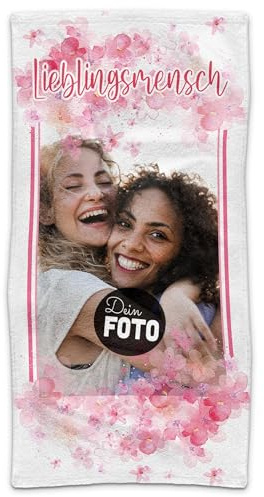 Print Royal PR Badetuch personalisiert mit Foto - Personalisiertes Badetuch Bedrucken - Lieblingsmensch - Persönliches Geschenk Beste Freundin | 140 x 70 cm