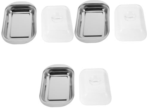 Cabilock 3 Piezas plato de mantequilla fruteros fruteira butter dish mantequillero mantequillera food container fruit bowl merienda queso plato de comida bandeja de pan vajilla Plástico