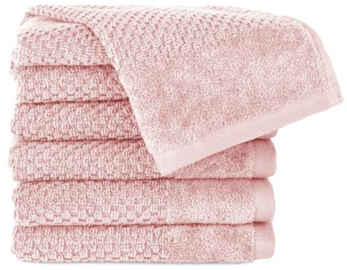 Pure Label Gästehandtuch 6er-Pack 30x50cm aus 100% Baumwolle - Rosa | 100% Baumwolle, weich & saugstark - Waschbar bis 60∘C, trocknergeeignet