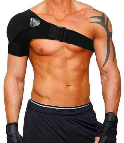 LYXLBX Schulterbandage Verstellbare Neopren-Schulterstütze Bandage für Stabilität & Schmerzlinderung bei Arthritis,Schulter-Schmerzlinderung, Luxation - Unisex, für Linke/rechte Schulter,Schwarz