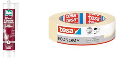 Sista Pattex Wand & Decke Acryl, Dichtmasse zum Abdichten von Rissen an Wand & Decke & tesa Malerband ECONOMY - Vielseitiges Klebeband für Malerarbeiten ohne Lösungsmittel