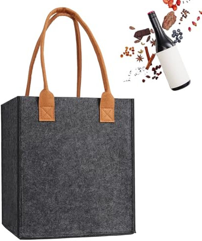 NJJHJH Flaschentasche mit 6 Fächer Filz Flaschen Flaschenträger Wein Tasche Filztasche Bierflaschen Grau Weinflasche Wiederverwendbare Flaschen Tasche aus Filz Getränketasche für Flaschen Bierflaschen