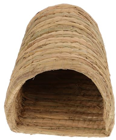 Happyyami Cama De Paja Tejida para Mascotas Nido De Gallinero para Hámster Paja Semicerrada Casa para Chinchillas s para Pequeños Animales