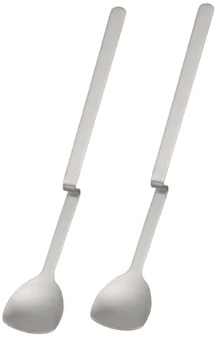 Cabilock 2 Cucharas De Postre Cucharas Para Aperitivos Para Miel Y Espresso De Cocina De Acero Inoxidable Con Mango Curvo