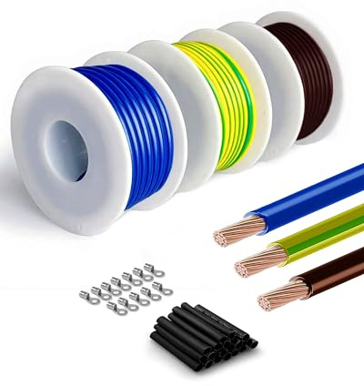 Cable Eléctrico Flexible H05V-K 0,5 mm² de Cobre – Set Tricolor 3 x 10 m para Instalación Residencial y Proyectos de Bricolaje