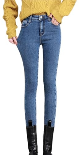 Jean Polaire Femme Jean Taille Elastique Jeans Legging Confortable Et | Slim Chic Elegant Pantalon Elastique Thermique Legging Léger Stretch Pantalons De La Vie Quotidienne Leggings