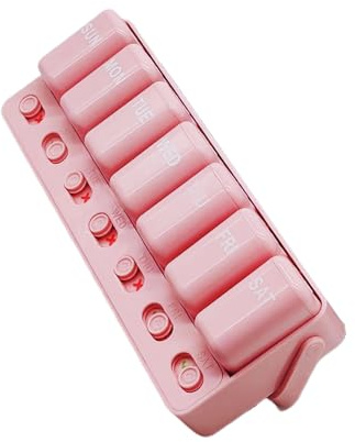 Pillerbox 7 dagar 20 x 7,6 x 4,1 cm, veckovis pillerbox 7 dagar, daglig medicinering resa, bärbar tablettlåda tillverkad av ABS för och fiskolja – för resor, handväska och
