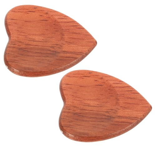 PAMINGONO 2 Stück Teiliges Herzförmiges Holz Plektrum für Westerngitarre Natürliches Leichtes Akustikgitarre Pick mit Ergonomischem Design für Gitarristen und Geschenke