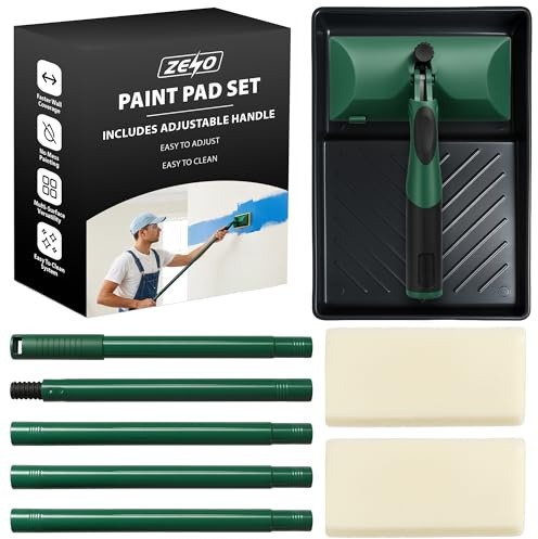 ZENO Decking Applicator Kit with Two Dual Layer Fluffy Decking Pad for Wooden Decks, and Flat Pad for Shed & Fence | Decking Oil Applicator with 120cm Metal Handle and Paint Tray Complete Kit