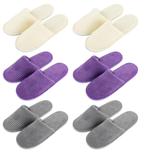 BORDEAG 6 stycken hotelltofflor, gästtofflor, set, gästtofflor, hotelltofflor, set, tofflor gäster, för resor, salong, hus spa hem hotell 28 x 11 cm