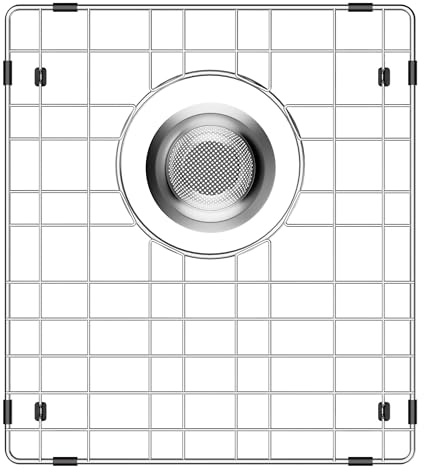 Sink Protector for Kitchen Sink,15X 13 Sink Rack,Stainless Steel Sink Grid for Bottom of Sink,Metal Sink Grate with Strainer,Rear Drain for Single Bowl with Corner Radius 3/8,1 pack