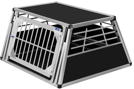 ALPUNA Transportbox N102 – Aluminium Einzelbox für Hunde 101×103×58 cm, Auto Hundebox mit Notausstieg, sicherer Hundetransport im Kofferraum