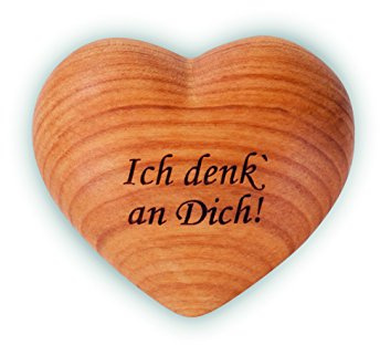 Waldfabrik Black Forest Herz mit Gravur aus Zierholz, ideal als Geschenkidee und Glücksbringer, Spruch wählbar (Ich Denk' an Dich!)