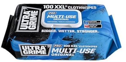 UltraGrime PRO Multiuse Cleaning Wet Wipes - Big Professional Disposable Wipes - Tougher Multi-Purpose Heavy-Duty Grime Cleaning Cloths (100 Thick Large Wipes)