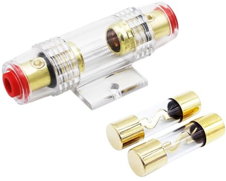 Carviya 4-8 Gauge AWG in-line Waterproof Fuse Holder with Two 100A AGU Type Fuses For Car Audio/Alarm/Amplifier/Compressors (1 Pack)
