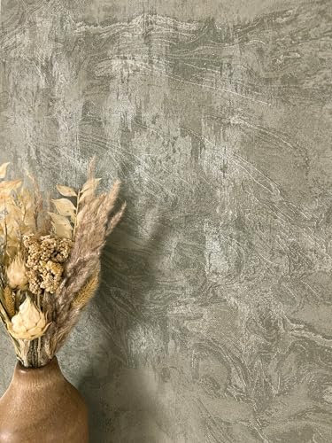 Newroom Papier peint Vert Marbre Intissé - Moderne Gris Métallique Glamour Texture Structure