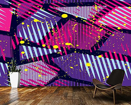 Frtmsticker Papier Peint Autocollant Murale 3D Couleur Graffiti Rayures Papier Peint Photo 3D Enfants Chambre 3D Murale Pvc Autocollant Wall Art Garçon Fille Chambre Affiche Murale 250X150Cm