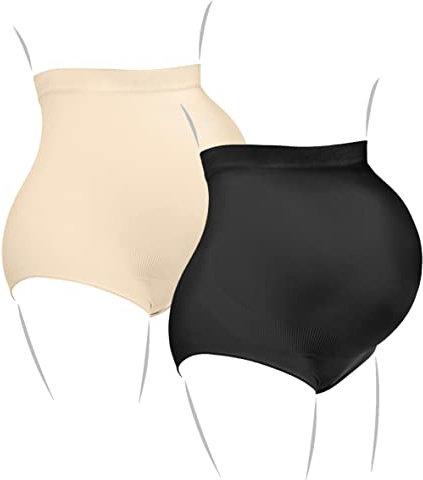 Kaiserschlüpfer Bauchgefühl - 2er-Pack Umstandsunterwäsche für Damen - elastische, stützende Unterhosen für Schwangere (DE/NL/SE/PL, Alphanumerisch, M, Regular, Regular, Schwarz/Vanille)