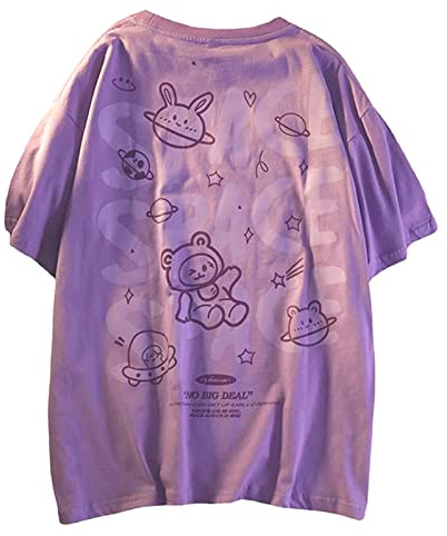 Sawmew Gothic Cartoon Tshirt Damen Harajuku Shirt Oversize Y2k Fashion Oberteile Frauen Punk Skateboard Street Tees Mode Casual Tops Streetwear Girls Anime Kleidung Sommer