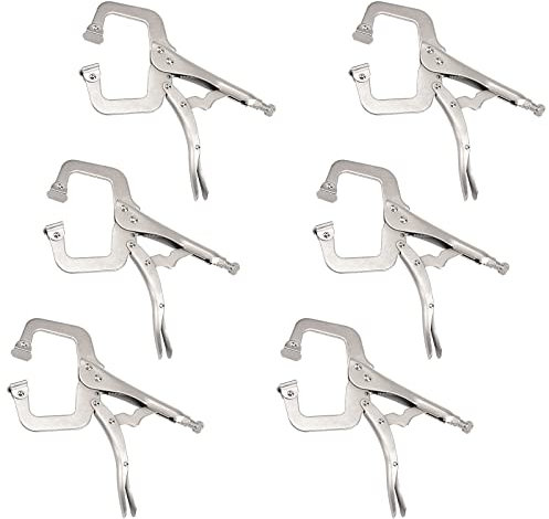 MOUYAT 4 Stück 27,9 cm C-Klemm-Verriegelungszange Schraubzwinge mit flachen Drehpads, Schraubstockgriffklemmen, Gesichtsklemme Klemmen für Holzbearbeitung, Schweißen, Bauen