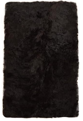 generisch Island LAMMFELL Teppich SCHWARZ Natur KURZWOLLIG CA. 180 x 110 cm Fell Teppich AUS 4 Island LAMMFELLEN