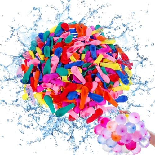 1000 Wasserbomben Balloons+1 Bündel mit je 37 Wasserbomben, Schnellfüller Wasserbomben, Bunt Gemischt Wasser Luftballons, Wasser Luftballons Selbstschließend, Wasserbomben Luftballons