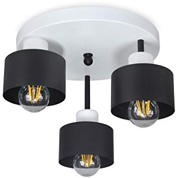 alfalux Lampe Deckenlampe LED 3 Flammig Deckenleuchte Metall E27 Geeignet Industriell Schlafzimmer Küche Wohnzimmer OST3030WE Weiß Schwarz