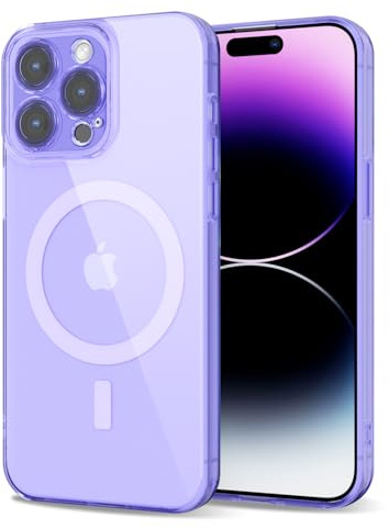 Svanove per iPhone 14 Pro Max Cover Compatibile con MagSafe, Trasparente Magnetica Protezione della fotocamera Custodia, Sottile Silicone Antiurto Anti-Graffio Custodia Case, Viola Lavanda